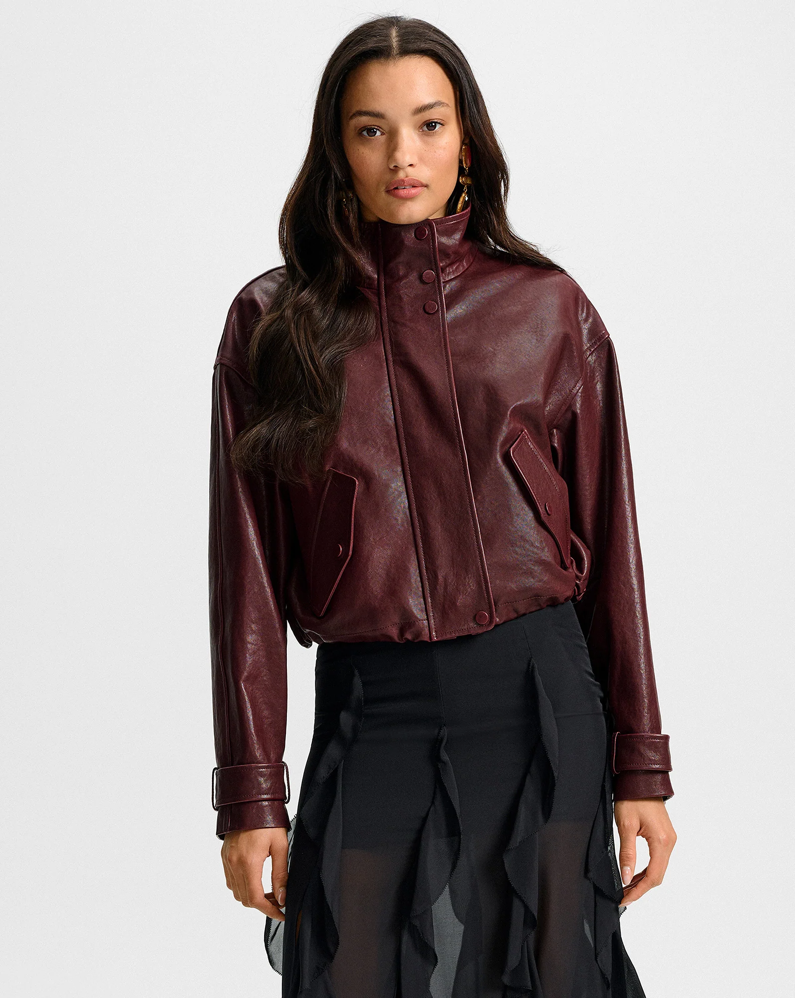 Bateman Cropped Leather Jacket - Image 5