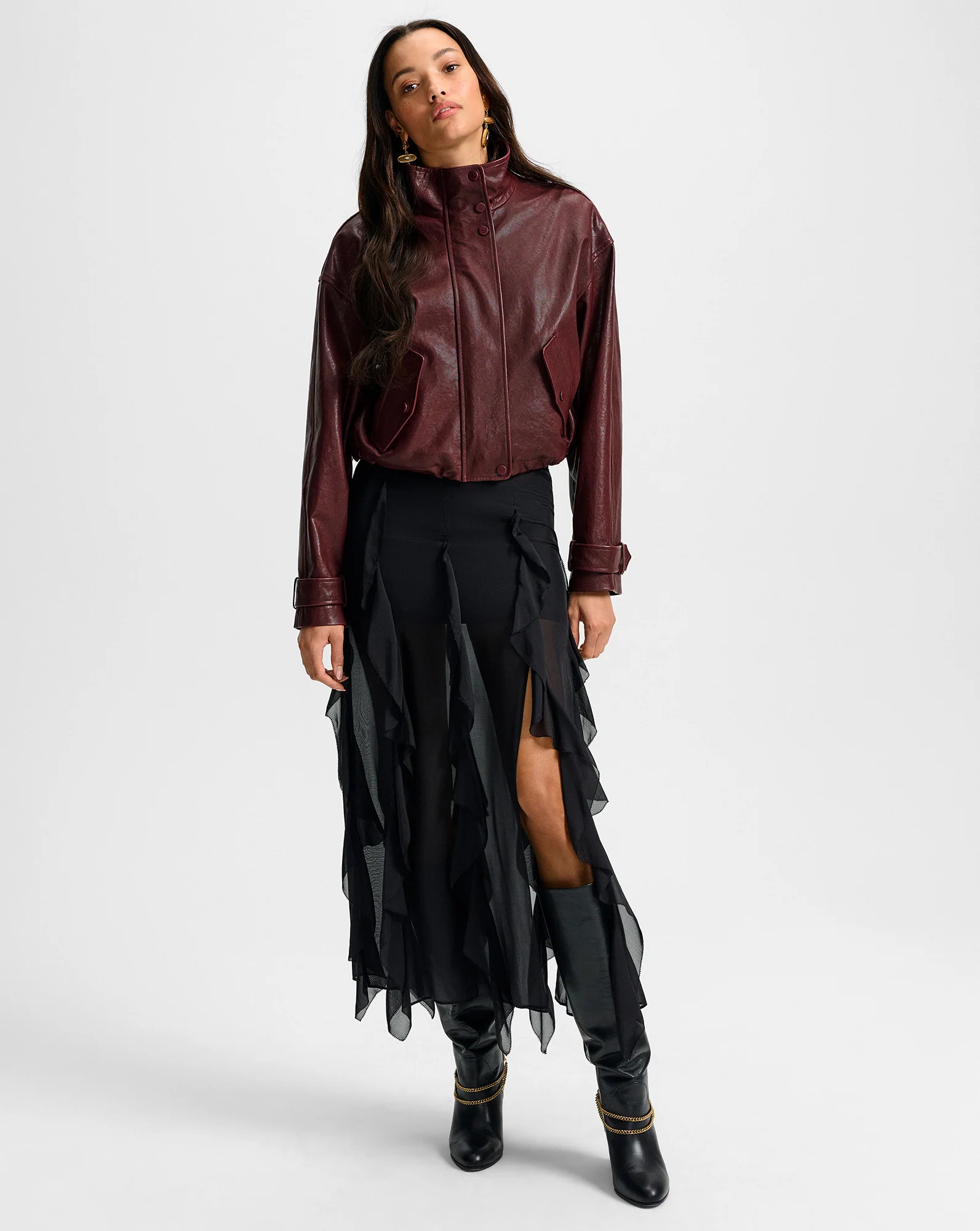 Bateman Cropped Leather Jacket - Image 6