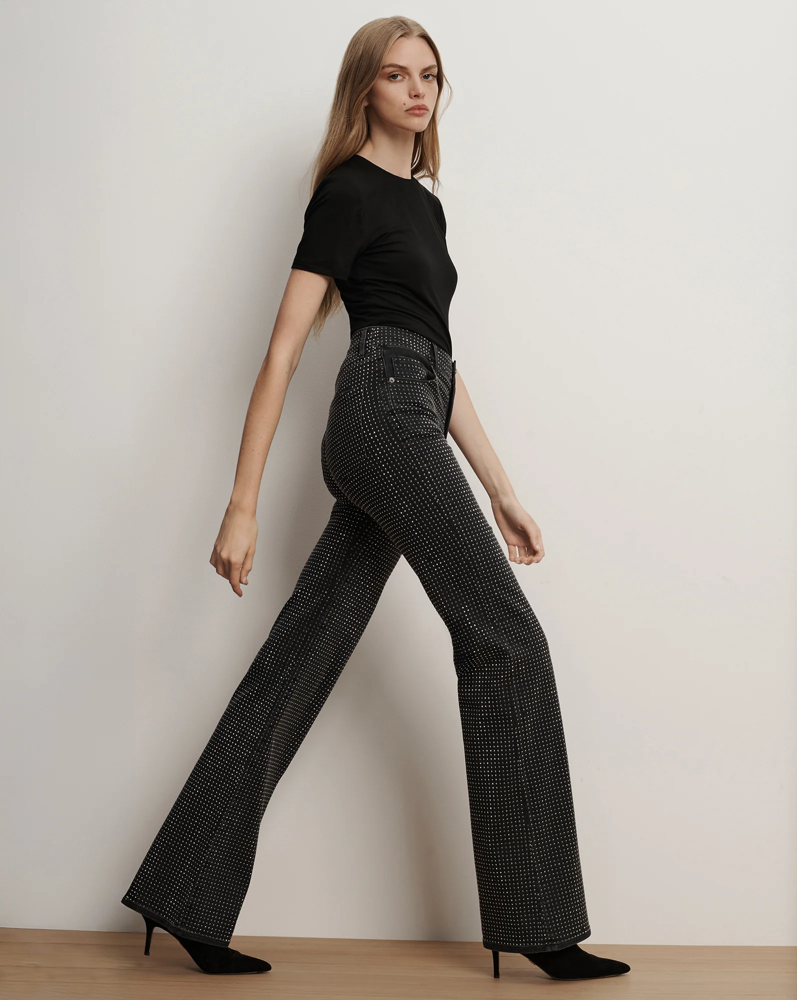 Crosbie Rhinestone Slim Wide-Leg Jean - Image 3