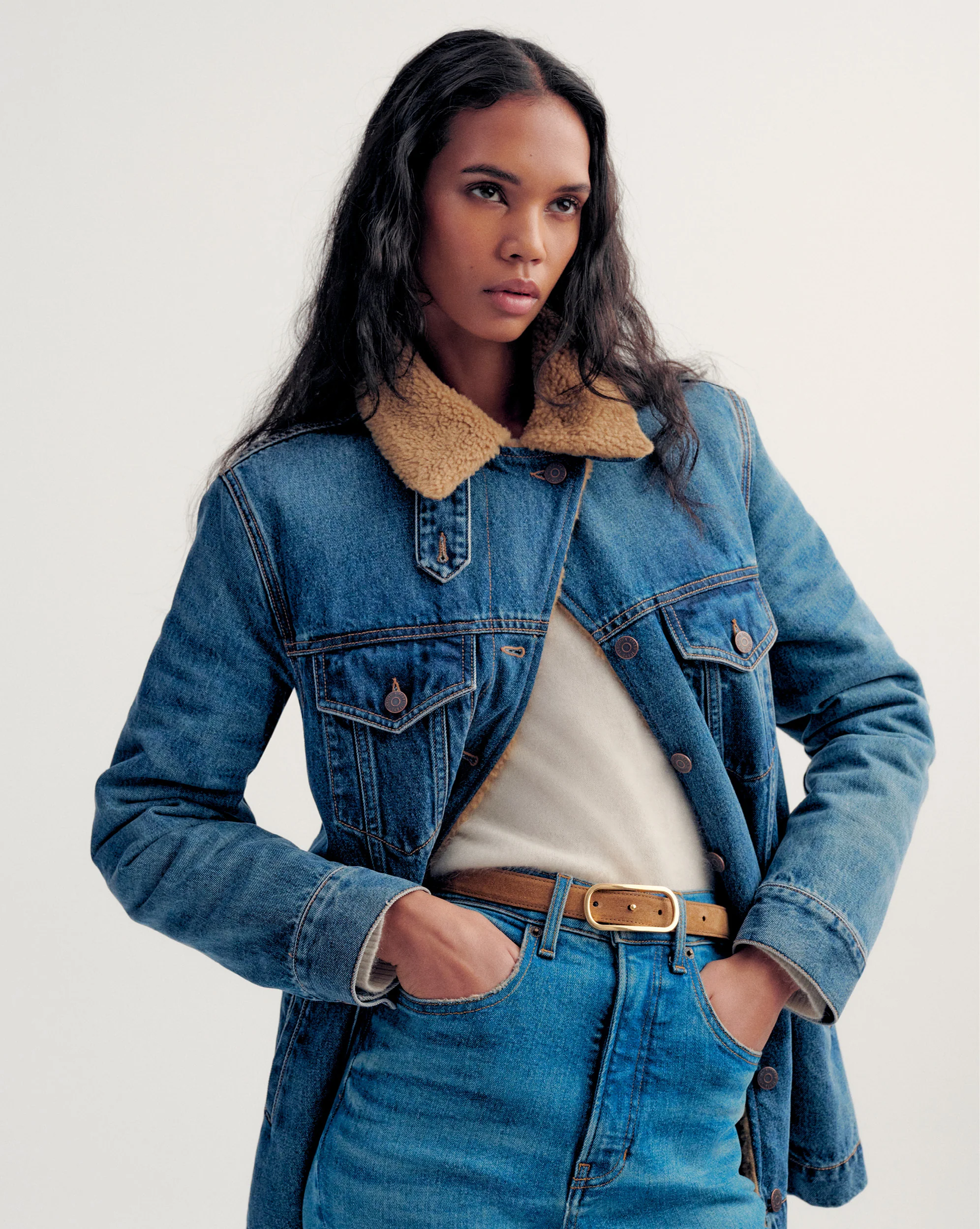 Donna Sherpa Denim Jacket - Image 6