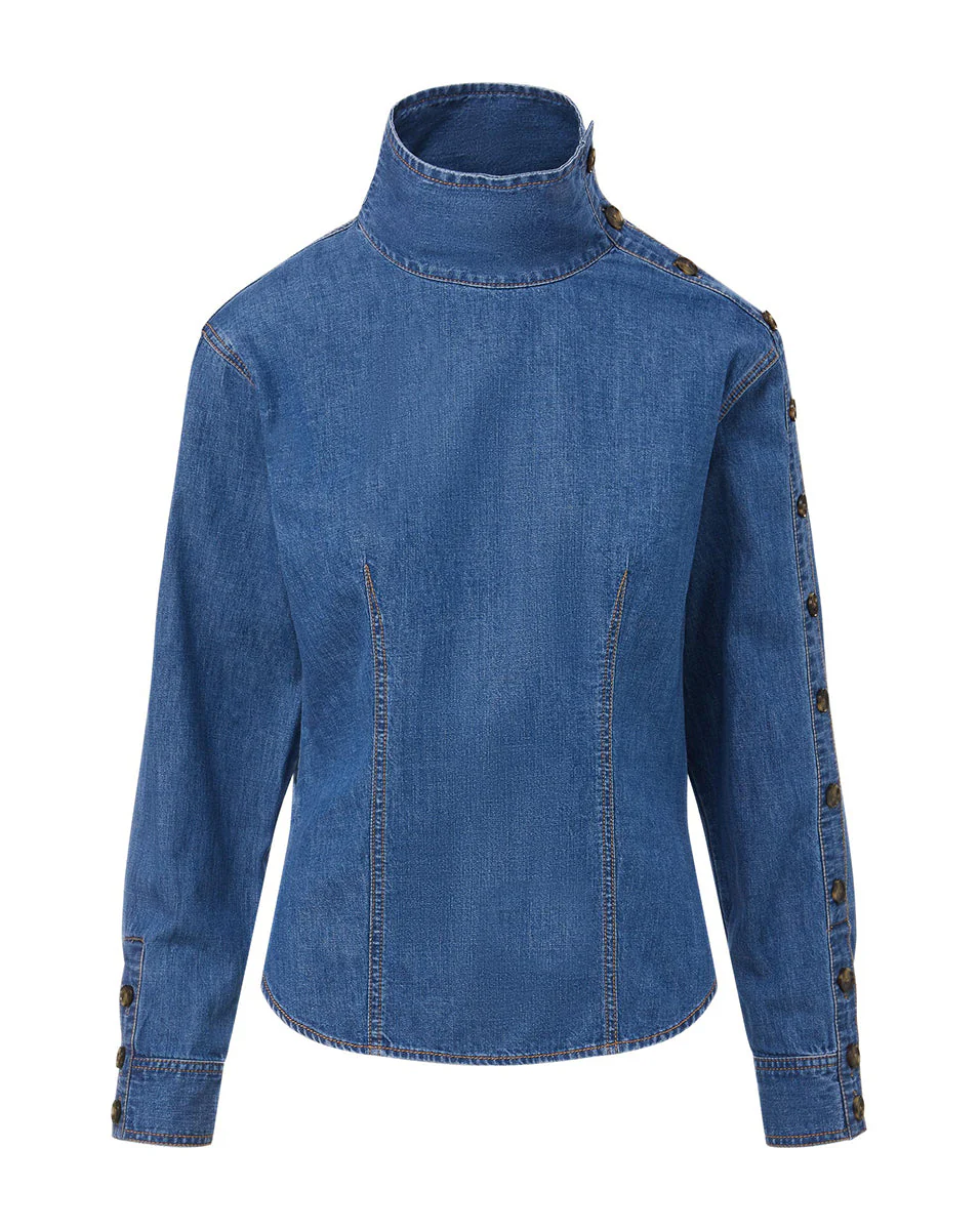 Fauri Asymmetrical Denim Shirt - Image 5