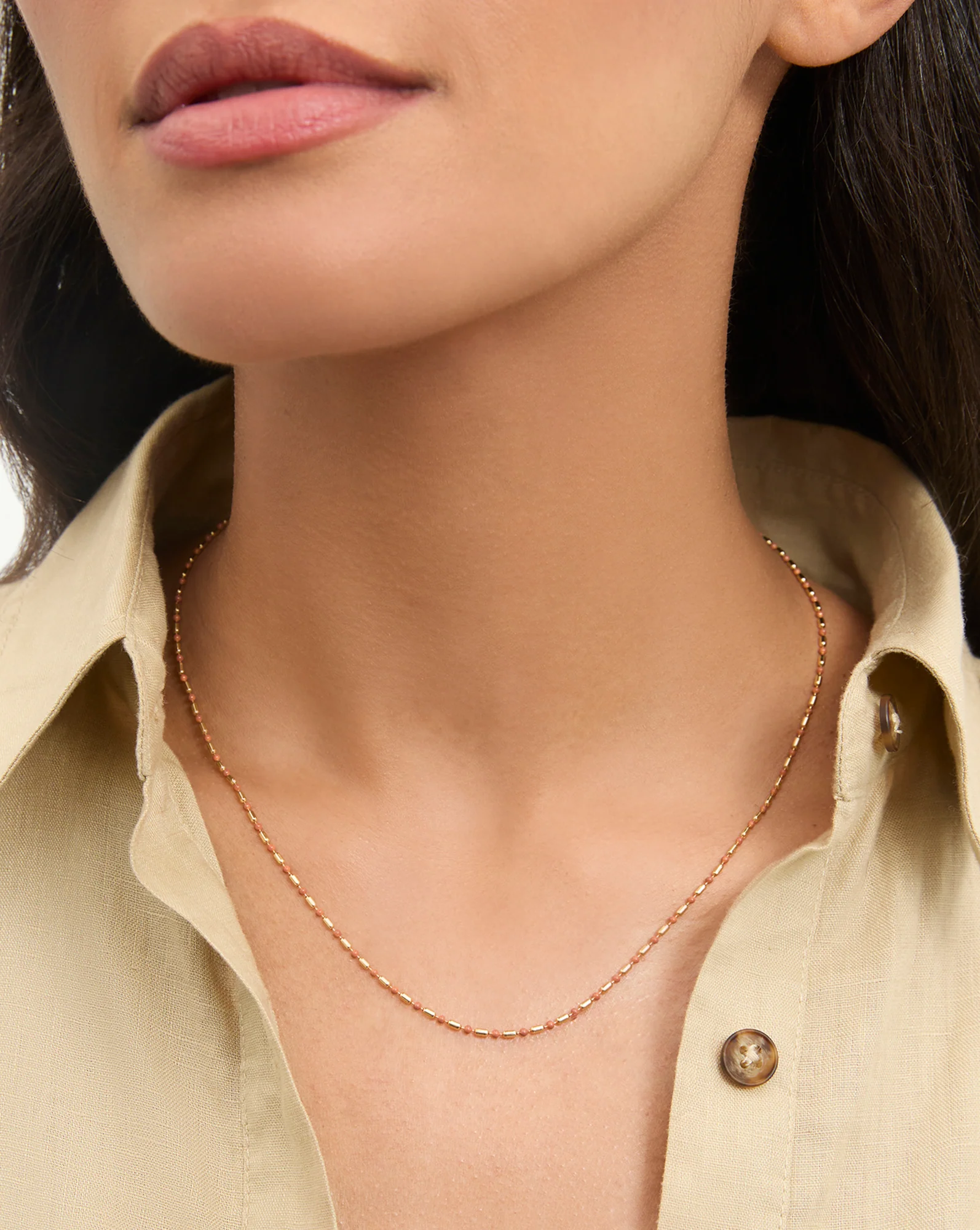 Long Enamel Bead Chain Necklace - Image 2
