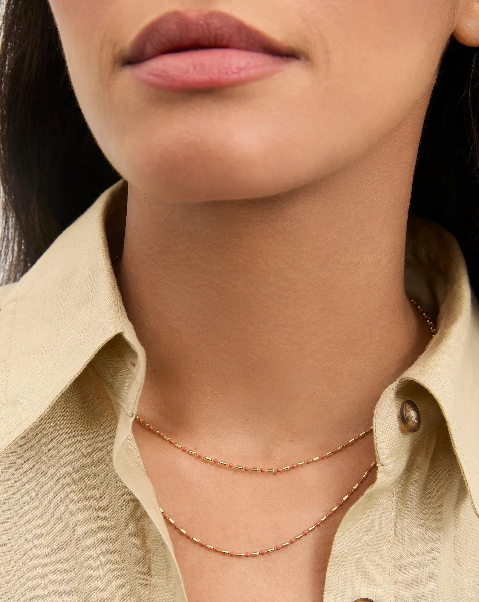 Long Enamel Bead Chain Necklace - Image 7