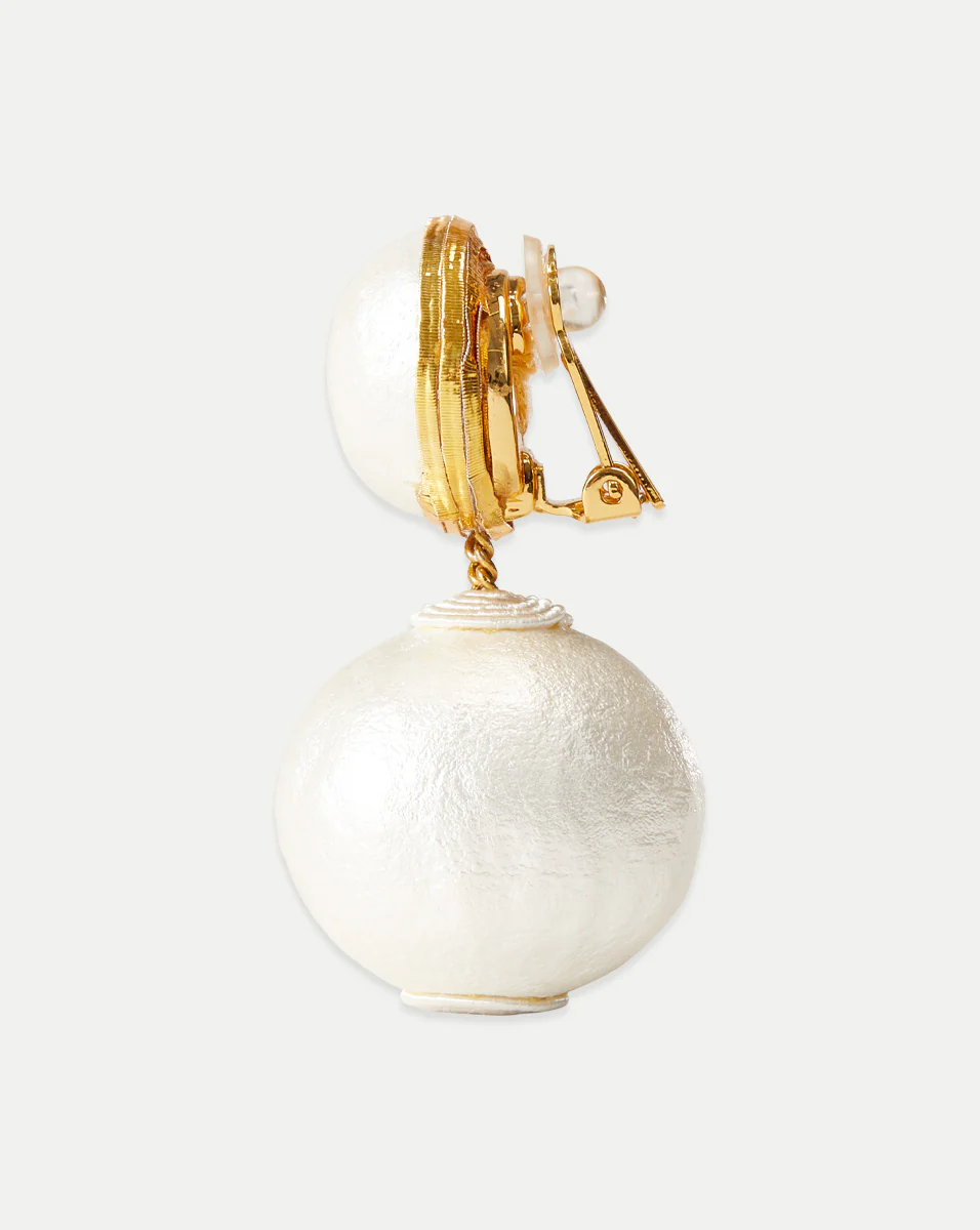 Pearl 2 Drop Earrings | Clip Backing - Image 4