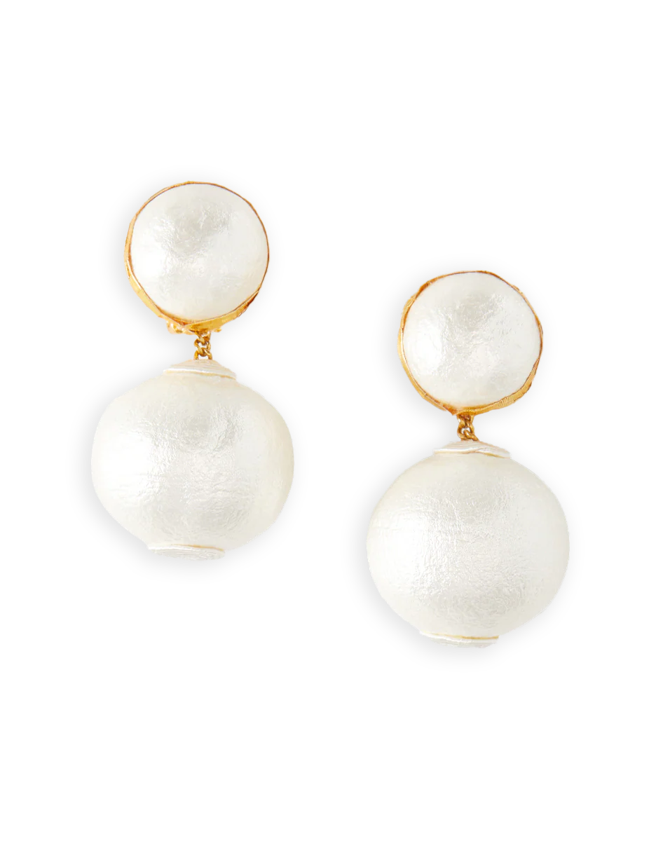 Pearl 2 Drop Earrings | Clip Backing - Image 5