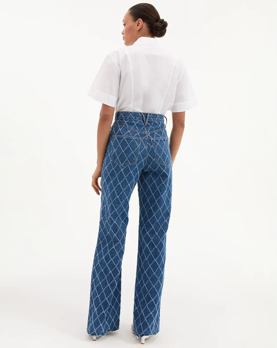 Taylor Diamond Printed Wide-Leg Jean - Image 4