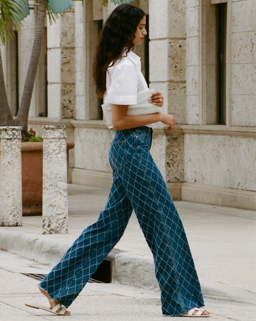 Taylor Diamond Printed Wide-Leg Jean - Image 6